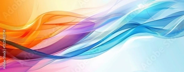 Fototapeta Vibrant abstract background with colorful gradient lines in blue, orange, and purple tones.