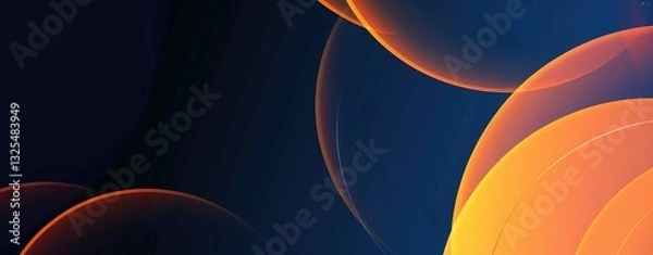 Fototapeta Modern abstract blue and orange gradient background with curved lines and glowing neon effects.