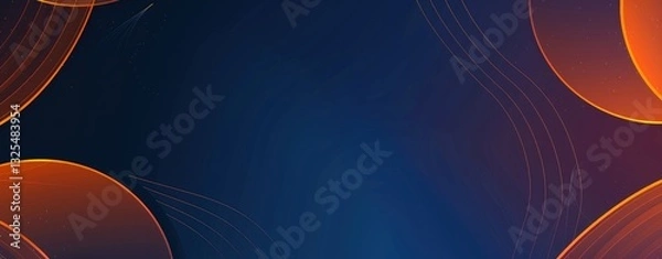 Fototapeta Modern abstract blue and orange gradient background with curved lines and glowing neon effects.