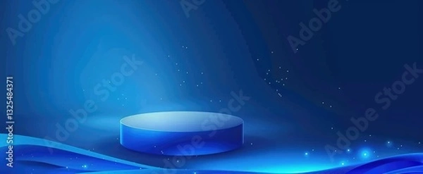 Fototapeta Abstract blue background with geometric shapes and light streaks. Modern technology vector design.