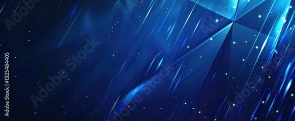 Fototapeta Abstract blue background with geometric shapes and light streaks. Modern technology vector design.