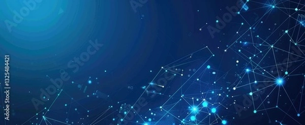 Fototapeta Abstract blue background with geometric shapes and light streaks. Modern technology vector design.