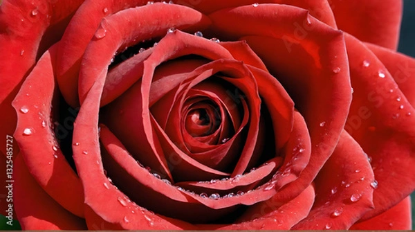 Fototapeta Close-up of a Red Rose with Water Droplets