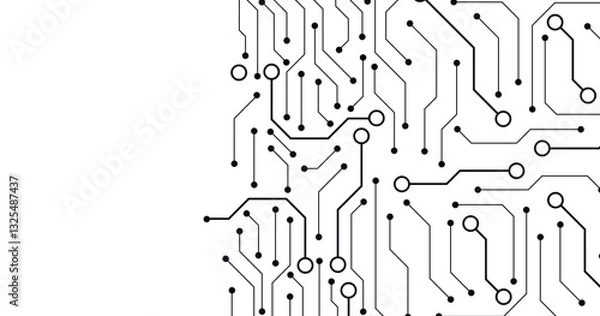 Fototapeta Circuit board abstract background. Vector futuristic illustration. Microchip pattern for design. Concept of circuit board background isolated on white background. illustration
