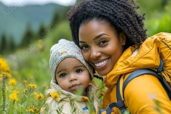 Obraz A mother and child smiling outdoors in nature