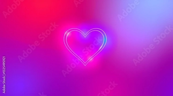 Fototapeta Glowing Heart on Colorful Gradient Background for Valentine's Day