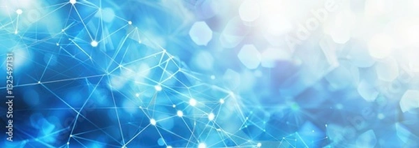 Fototapeta The connection of technological points and lines forms a low polygonal mesh