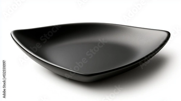 Obraz Stylish empty black triangular plate top view, on a white background, isolated