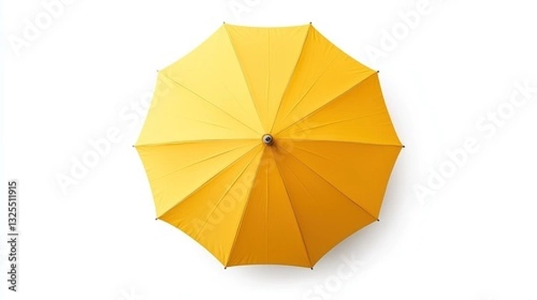 Fototapeta Yellow open umbrella top view, on a white background, isolated