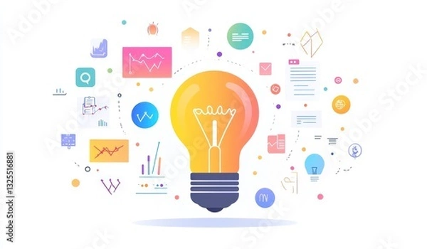 Fototapeta Bright idea, innovation, data analysis concept.