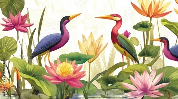 Fototapeta Artistic Greeting Card with Layered Natural Elements