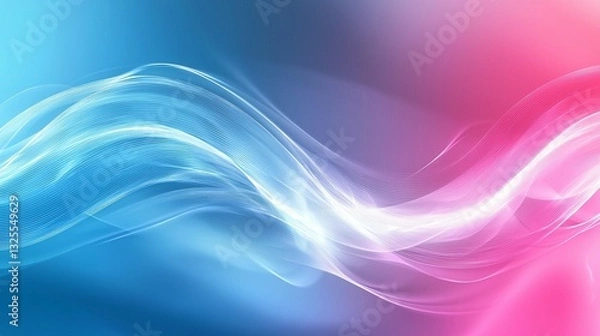 Fototapeta Abstract flowing waves of blue and pink light.