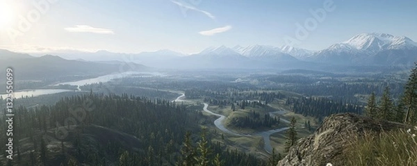 Obraz Panoramic mountain valley vista