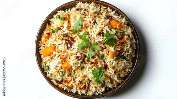 Fototapeta Biryani top view isolated on transparent