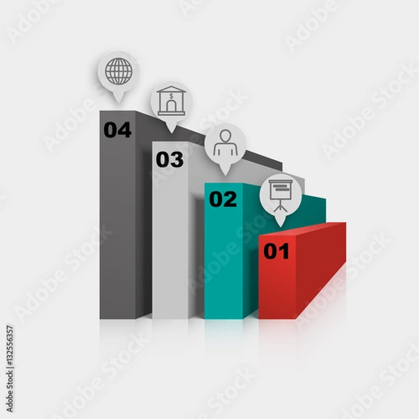 Fototapeta Sequence walls growth rates of business infographic