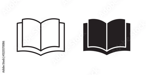 Fototapeta Book open filled and outlined icons vectors on white background