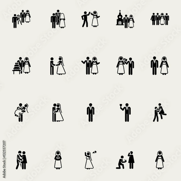 Fototapeta Wedding  vector icons