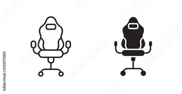 Obraz Gaming chair filled and outlined icons vectors on white background