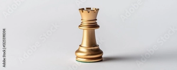 Fototapeta A detailed image of a golden chess rook piece, prominently displayed against a plain background, highlighting its intricate design and craftsmanship.