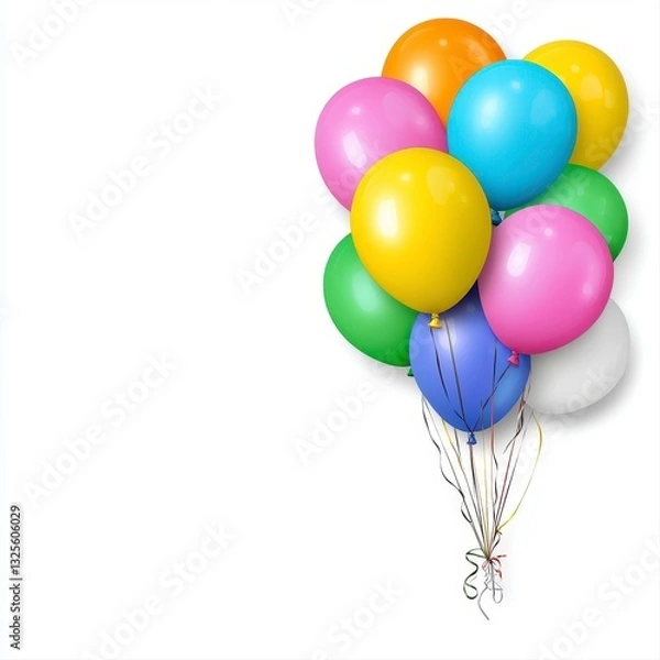 Fototapeta Vibrant bunch of colorful balloons floating gracefully against a clear sky creating a cheerful and joyful scene