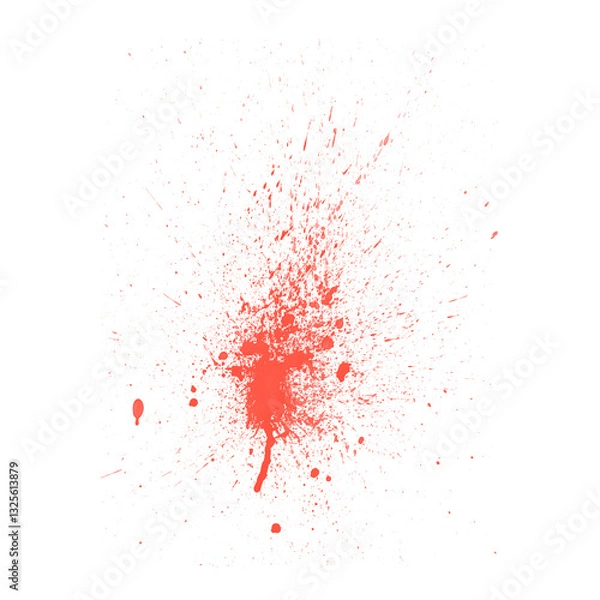 Obraz Paint splash isolated on white.  Blood splatters. Red blots of watercolor Realistic bloody splatters for Halloween Drop of blood concept. blood splat isolated on png background.