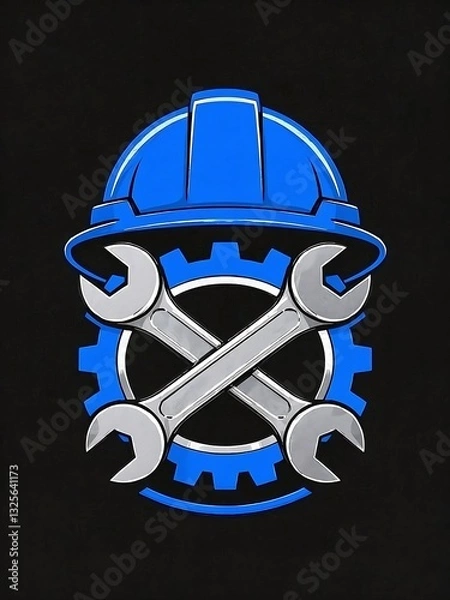 Obraz Bold Typography Labour Day T-Shirt Design  8K Ultra HD, Industrial Style Text with Tools  Gears for Workers