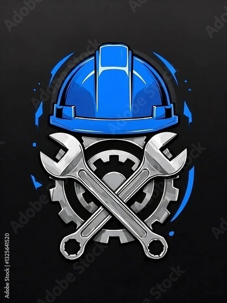 Obraz Bold Typography Labour Day T-Shirt Design  8K Ultra HD, Industrial Style Text with Tools  Gears for Workers