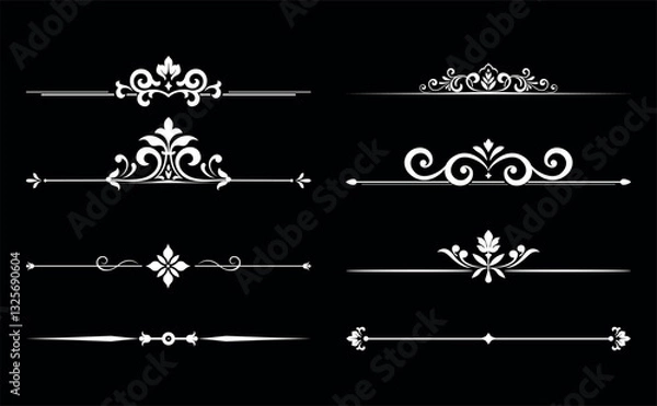 Fototapeta Vintage set. Floral elements for design monograms, invitations, frames, menus and labels. Graphic design of the website, cafes, boutiques, hotels, wedding invitations.