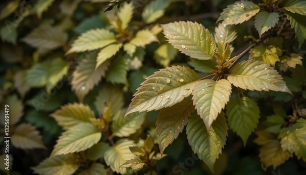 Fototapeta  Lush Green Spring Leaves Background Creating a Refreshing and Tranquil Atmosphere