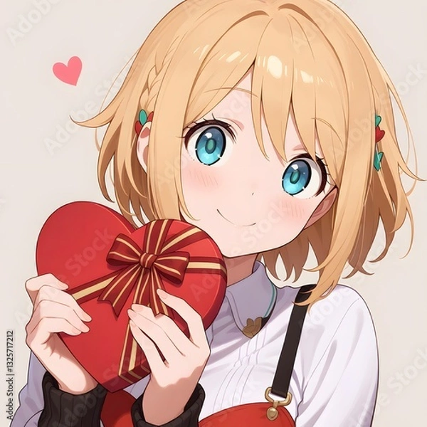 Obraz プレゼントを渡す女性　贈り物　告白　バレンタイン　クリスマス　ハート