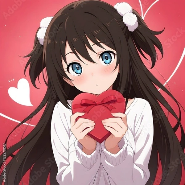 Obraz プレゼントを渡す女性　贈り物　告白　バレンタイン　クリスマス　ハート