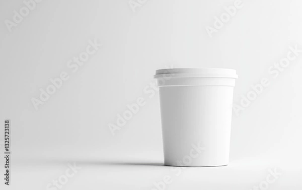 Fototapeta White disposable cup placed against a minimalistic background creating a clean and modern aesthetic