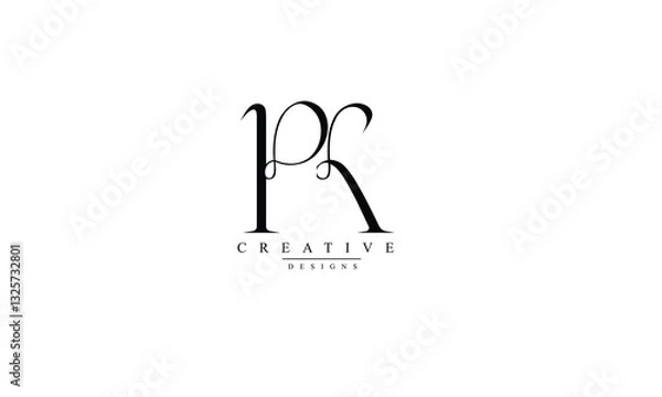 Fototapeta Alphabet letters Initials Monogram logo PK KP P K