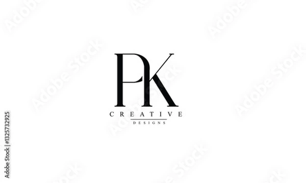 Fototapeta Alphabet letters Initials Monogram logo PK KP P K