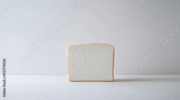 Fototapeta Isolated Slice of White Bread on Minimalist Background