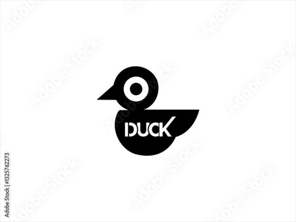 Fototapeta Simple black duck logo design.