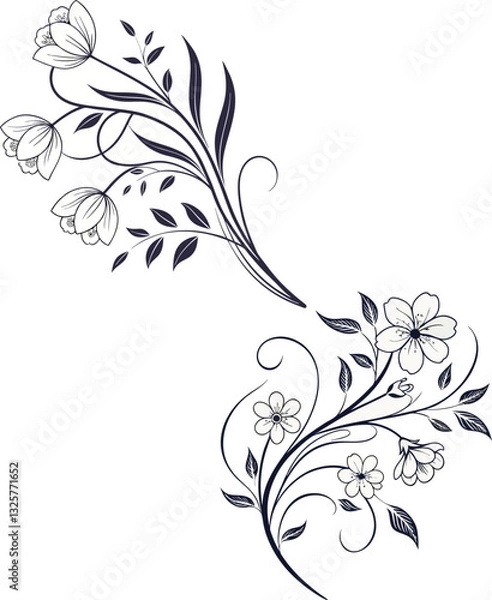 Obraz Elegant floral design with swirling patterns and decorative elements