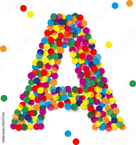 Fototapeta Buntes Konfetti Buchstaben, A, vektor