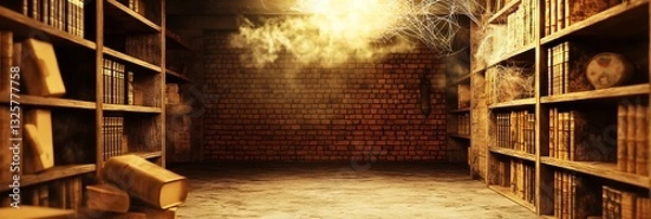 Obraz Dusty Library Interior with Spotlight