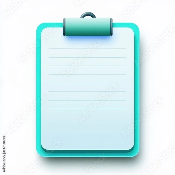 Fototapeta Teal Clipboard with Blank White Paper