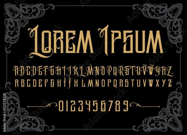 Obraz Vector retro alphabet. Vintage font. Typography for labels, headlines, posters etc.