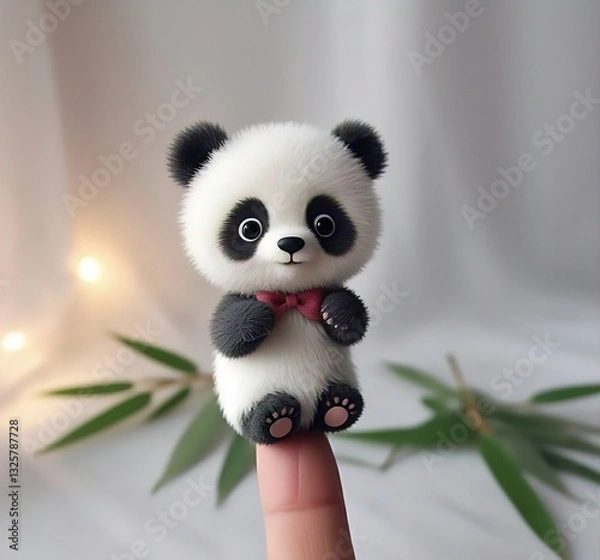 Obraz super cute panda on the finger