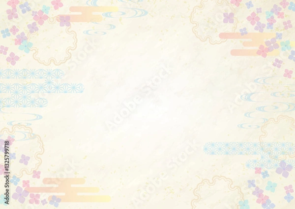 Fototapeta Japanese style background with hydrangea