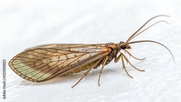 Obraz Caddisfly Close-up: Intricate details of a caddisfly are captured, showcasing its delicate wings and unique features, highlighting the beauty of insect life.