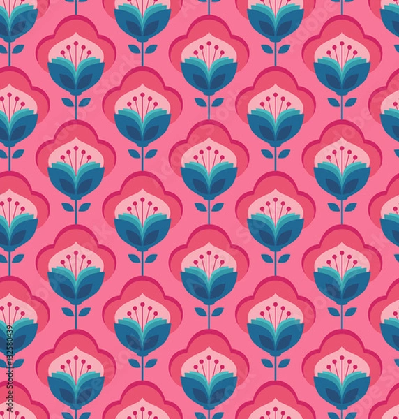 Obraz seamless geometric retro pattern with flowers
