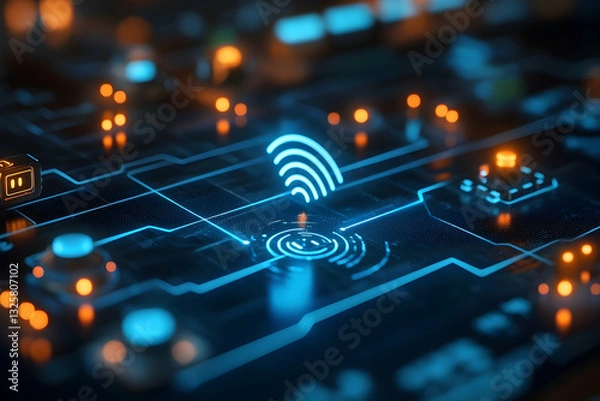 Fototapeta Wireless network circuit board technology