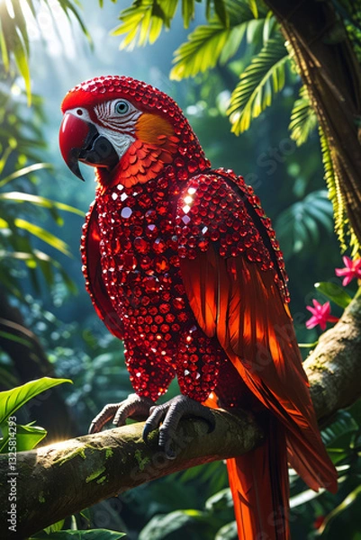 Obraz red crystal parrot