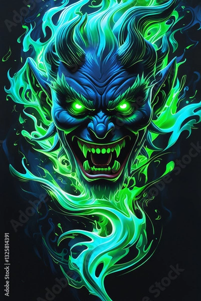 Obraz abstract background with evil face