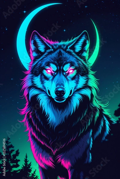 Obraz wolf and moon