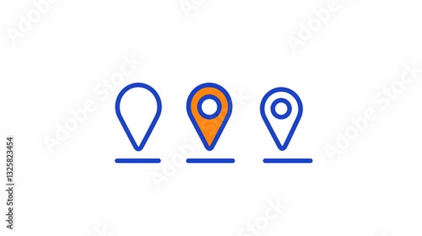 Fototapeta Colorful Location Pins Icon Set for Map and Navigation Design